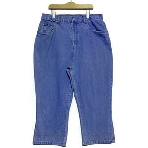 Blassport Cropped Blue Denim Jeans Womens Size 14 With Embellished Hem